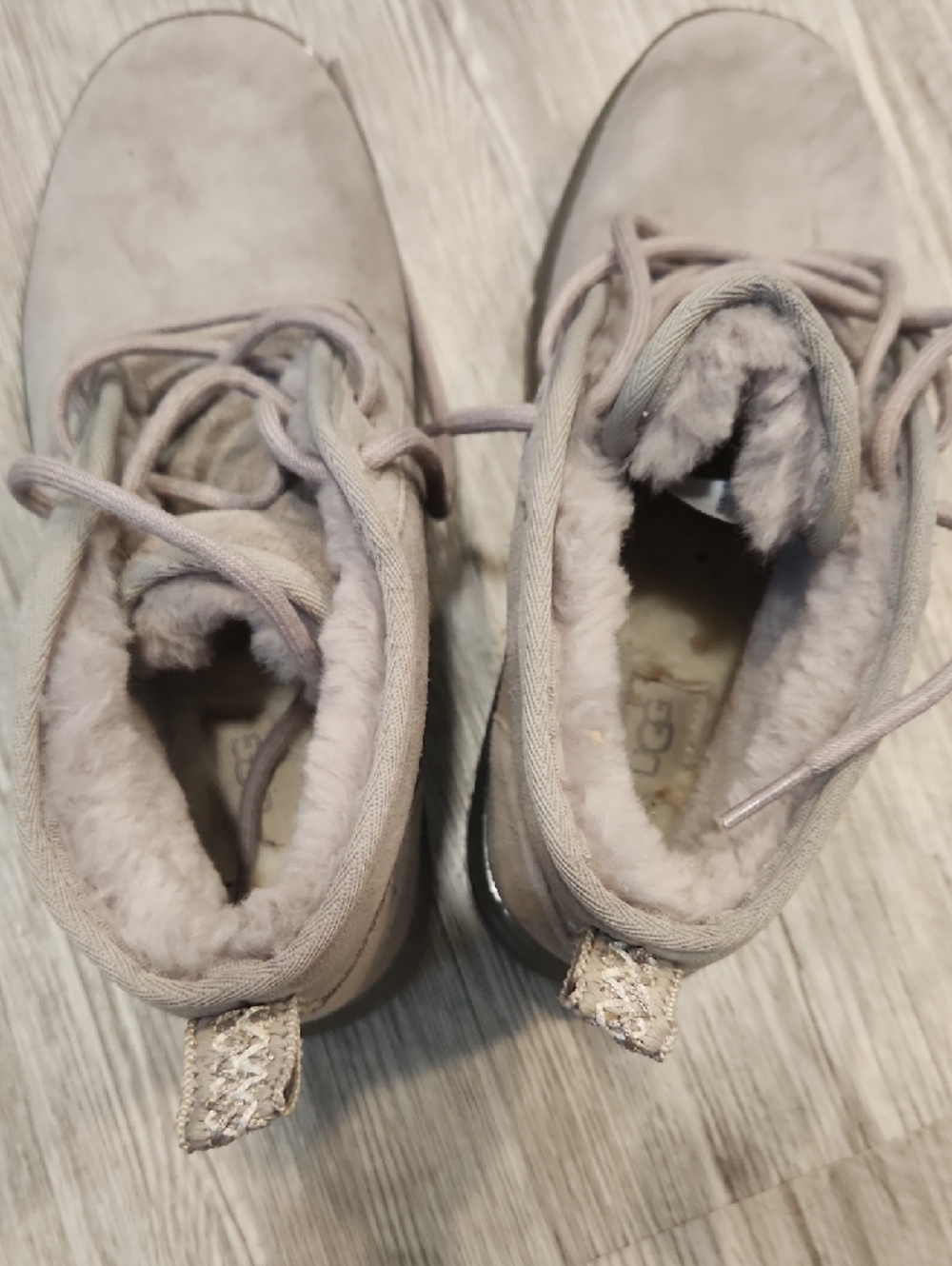 UGG Grey Suede Shearling Lace-Up Ankle Boots - Picture 7 of 7